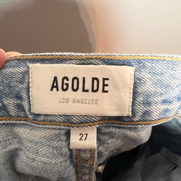 Agolde Jamie High Rise Classic Jeans Ankle Crop Size 27 Light Wash Distressed - Picture 10 of 13